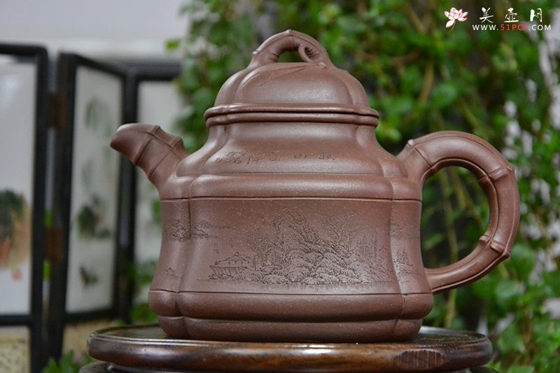 紫砂壶图片：四方竹鼎 - 宜兴紫砂壶网