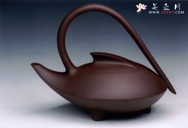紫砂壶图片：飞碟提梁 - 宜兴紫砂壶网