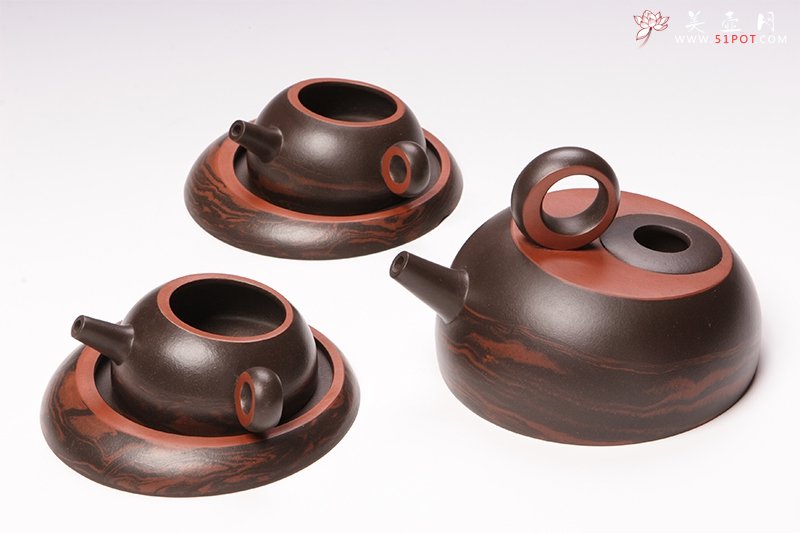紫砂壶图片：光·日月·日月同辉（五件茶具） - 宜兴紫砂壶网