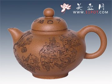 紫砂壶图片：童趣百子壶 - 宜兴紫砂壶网