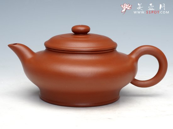 紫砂壶图片：虚扁（朱泥） - 宜兴紫砂壶网