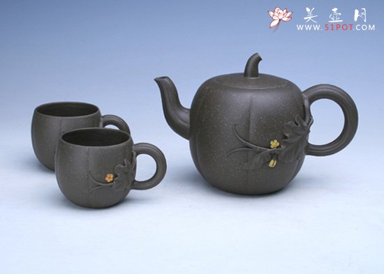紫砂壶图片：香瓜壶套具 - 宜兴紫砂壶网
