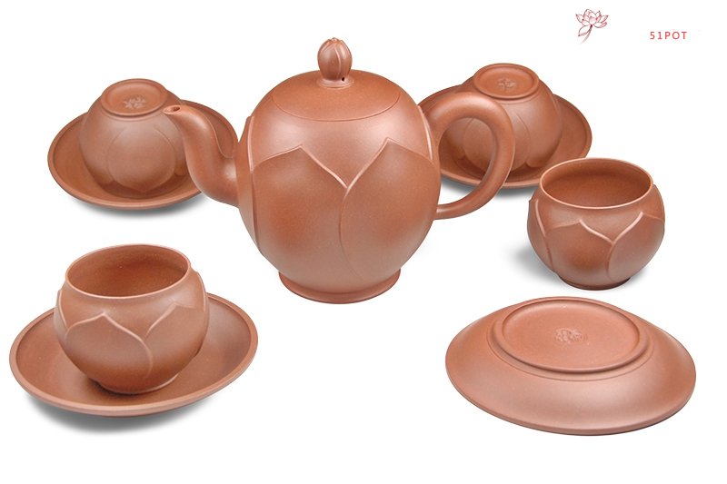 紫砂壶图片：吐艳（套）壶 - 宜兴紫砂壶网