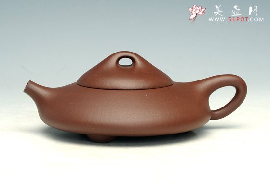 紫砂壶图片：全手工扁石瓢 - 宜兴紫砂壶网