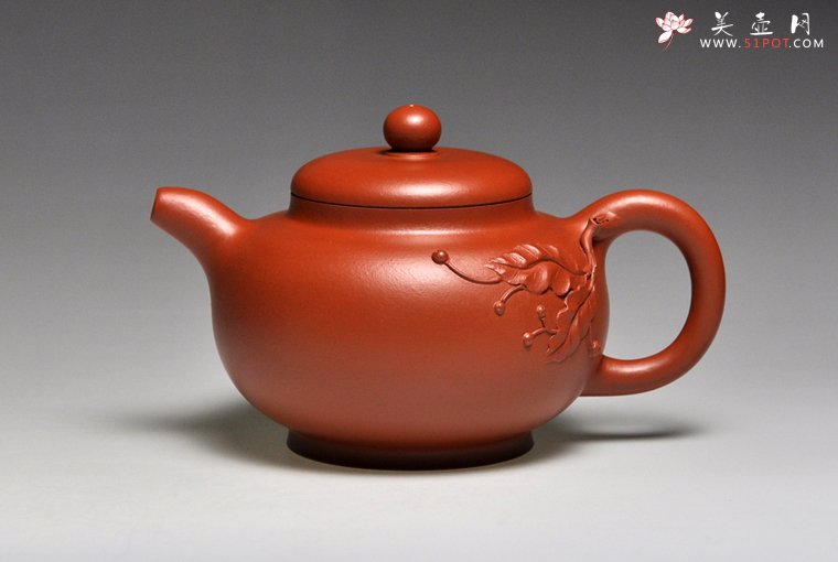 紫砂壶图片：《朱泥硕果》泥料：朱泥  容量：350cc - 宜兴紫砂壶网