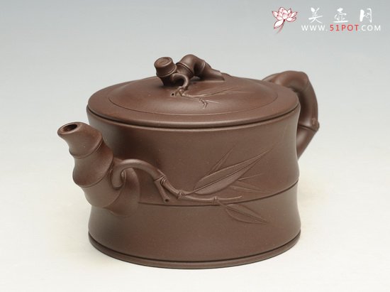 紫砂壶图片：竹段3  400cc - 宜兴紫砂壶网