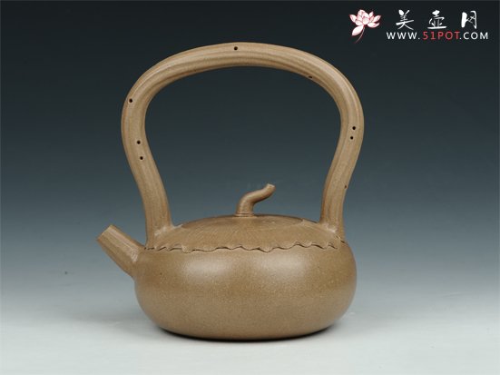 紫砂壶图片：荷叶提梁 - 宜兴紫砂壶网