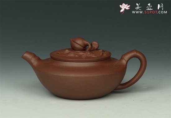 紫砂壶图片：汉扁寿桃 - 宜兴紫砂壶网