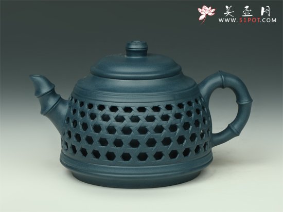 紫砂壶图片：双层镂空竹编 - 宜兴紫砂壶网