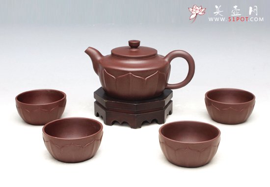 紫砂壶图片：一品清莲套壶 - 宜兴紫砂壶网