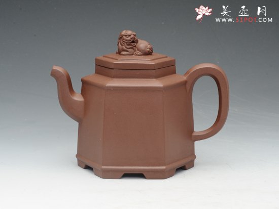 紫砂壶图片：六方醒狮 - 宜兴紫砂壶网