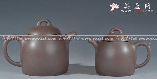 紫砂壶图片：秦权对壶 - 宜兴紫砂壶网