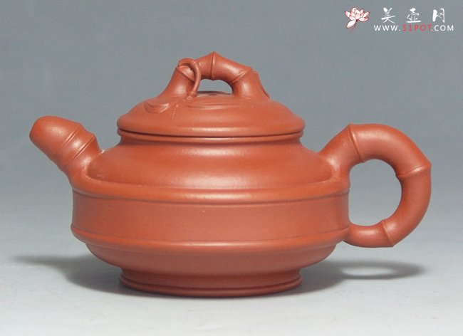 紫砂壶图片：双线竹鼓 140CC - 宜兴紫砂壶网