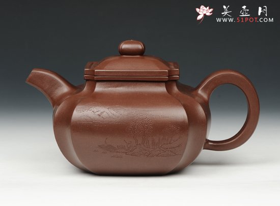 紫砂壶图片：四方抽角 - 宜兴紫砂壶网