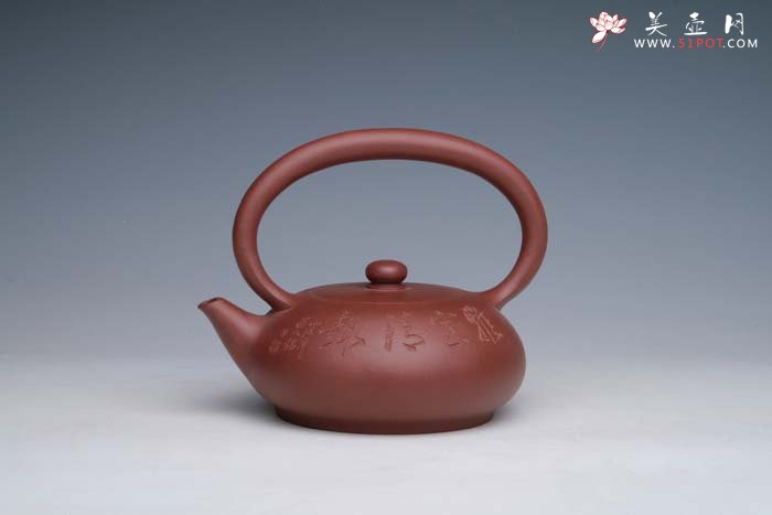 紫砂壶图片：秋韵提梁  青水泥 - 宜兴紫砂壶网