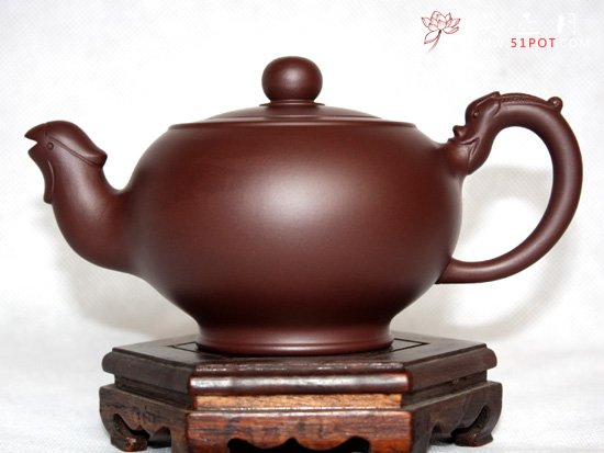 紫砂壶图片：紫茄泥  龙凤呈祥 - 宜兴紫砂壶网