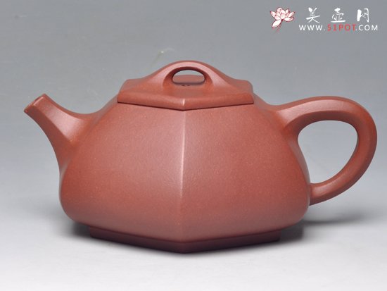 紫砂壶图片：六方石瓢（底槽青）... - 宜兴紫砂壶网