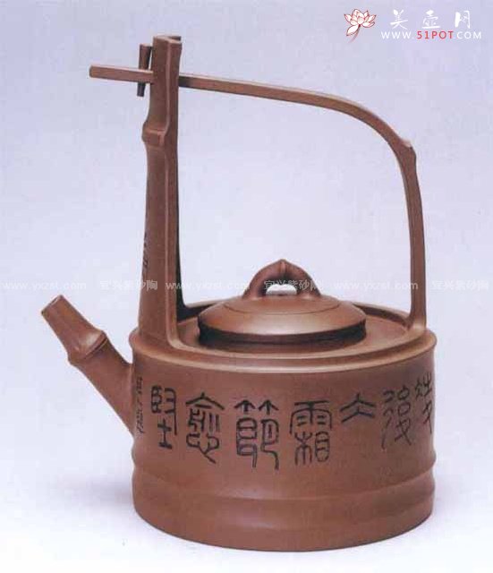 紫砂壶图片：竹提壶 - 宜兴紫砂壶网