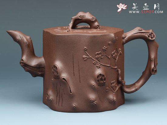 紫砂壶图片：腰圆梅桩 - 宜兴紫砂壶网
