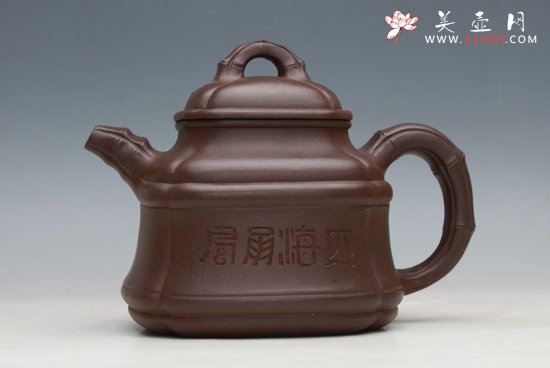 紫砂壶图片：四方竹鼎壶 - 宜兴紫砂壶网