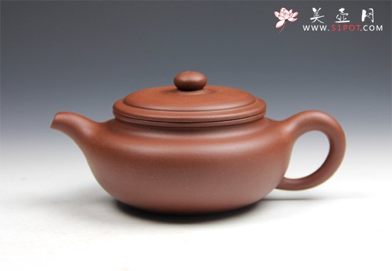 紫砂壶图片：【扁古壶】270cc 黄龙山原矿极品紫泥 - 宜兴紫砂壶网