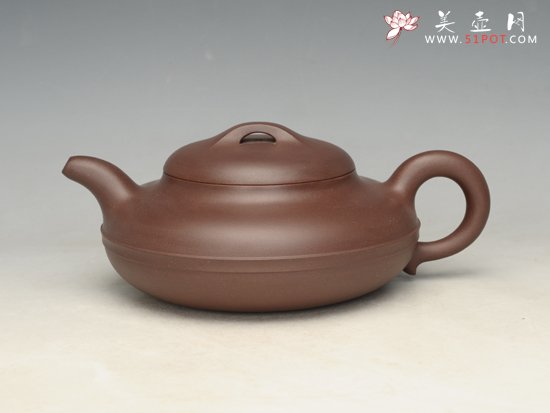 紫砂壶图片：线圆  泥料：紫泥 容量：480cc - 宜兴紫砂壶网