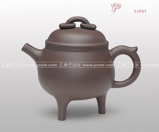 紫砂壶图片：双环三足壶 拷贝 - 宜兴紫砂壶网
