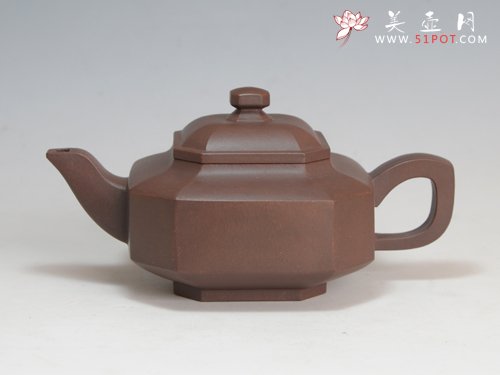 紫砂壶图片：扁八方壶 - 宜兴紫砂壶网
