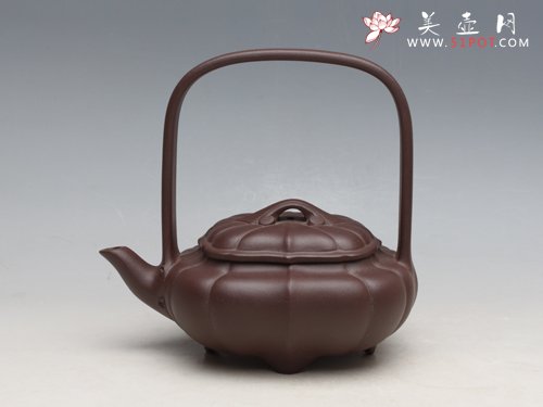 紫砂壶图片：筋囊如意提梁 - 宜兴紫砂壶网