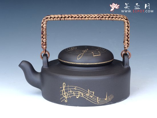 紫砂壶图片：明珠软提梁壶 - 宜兴紫砂壶网