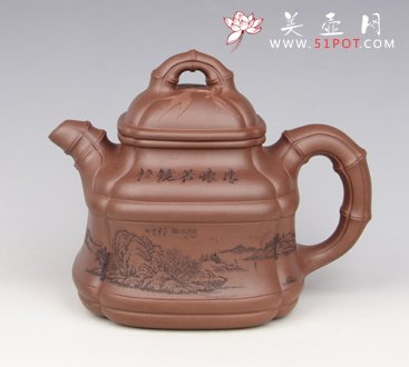 紫砂壶图片：四方竹鼎 - 宜兴紫砂壶网