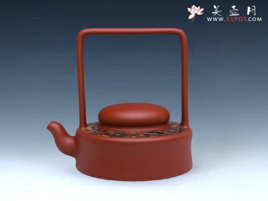 紫砂壶图片：明珠提梁壶 - 宜兴紫砂壶网