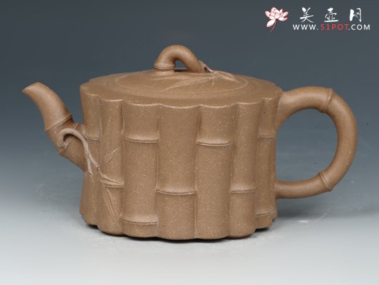 紫砂壶图片：十六竹 黄龙山老段泥  450cc - 宜兴紫砂壶网