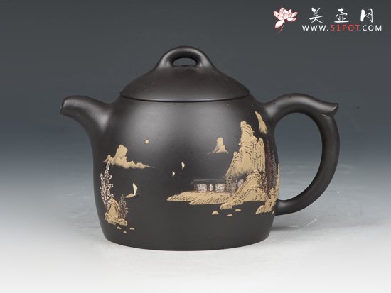 紫砂壶图片：秦权（泥绘） - 宜兴紫砂壶网