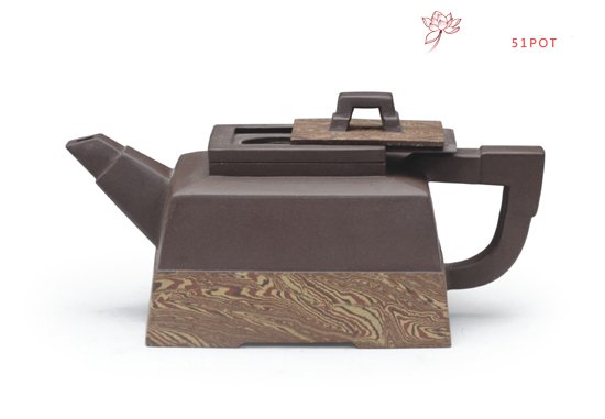 紫砂壶图片：四方绞泥 - 宜兴紫砂壶网