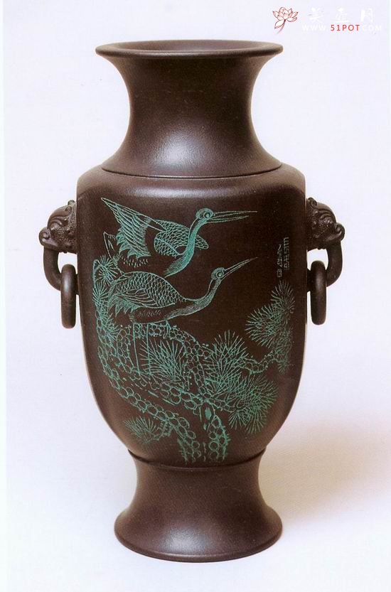 紫砂壶图片：百寿瓶2 - 宜兴紫砂壶网