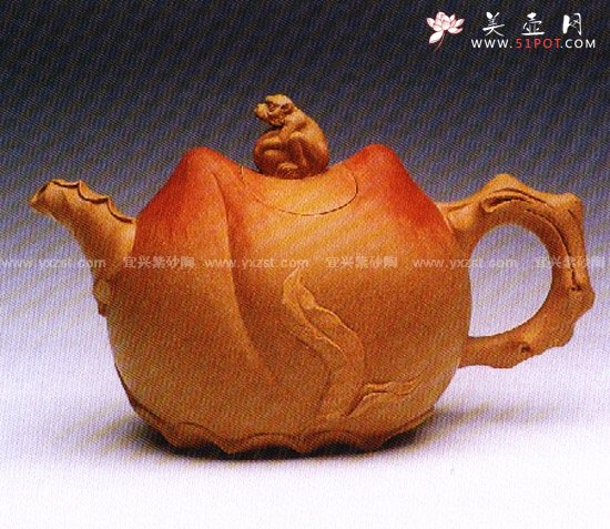 紫砂壶图片：双桃封侯壶 - 宜兴紫砂壶网