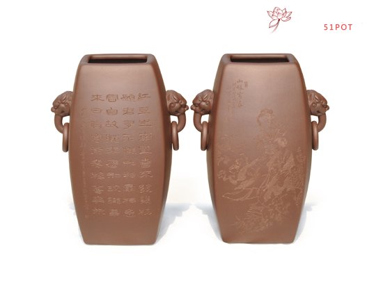 紫砂壶图片：扁方瓶 - 宜兴紫砂壶网