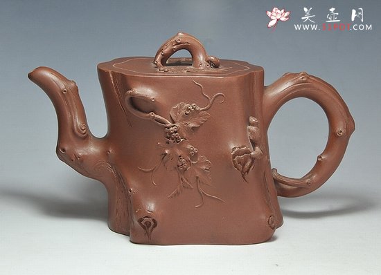 紫砂壶图片：松鼠葡萄桩 - 宜兴紫砂壶网