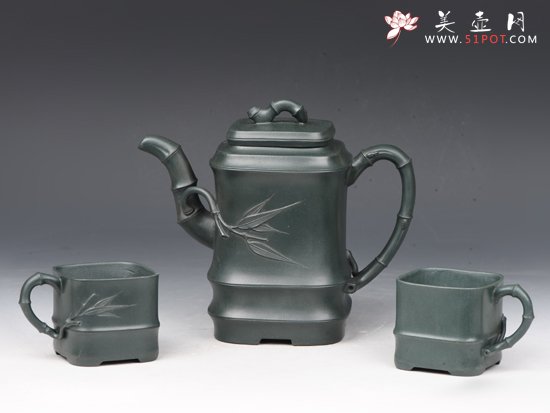 紫砂壶图片：高竹段套壶 - 宜兴紫砂壶网