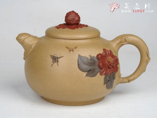 紫砂壶图片：国色天香（牡丹） ... - 宜兴紫砂壶网