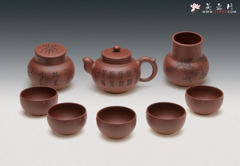 紫砂壶图片：八头润珏茶具 - 宜兴紫砂壶网