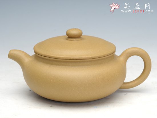 紫砂壶图片：扁鼓  泥料：本山绿泥 - 宜兴紫砂壶网