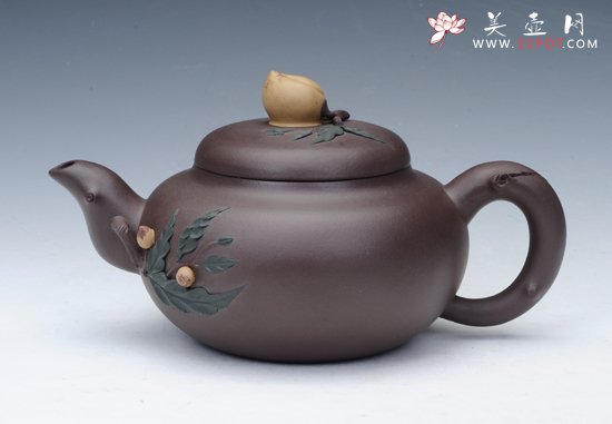 紫砂壶图片：寿桃壶 - 宜兴紫砂壶网