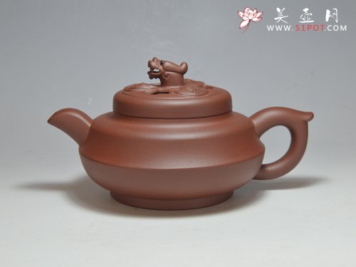紫砂壶图片： 鱼龙戏壶  350CC  清水泥 - 宜兴紫砂壶网
