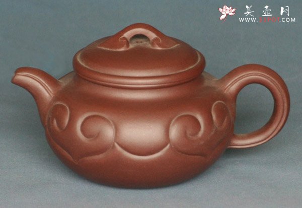 紫砂壶图片：中仿古如意壶 - 宜兴紫砂壶网