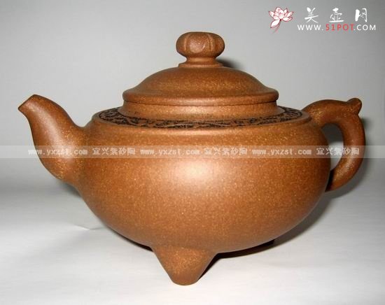 紫砂壶图片：三足花蕾壶 - 宜兴紫砂壶网