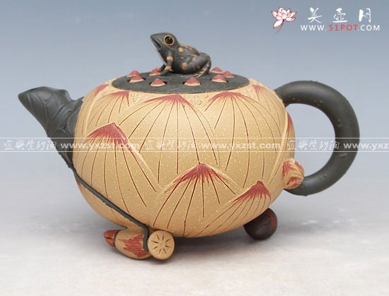 紫砂壶图片：青蛙荷叶壶 - 宜兴紫砂壶网