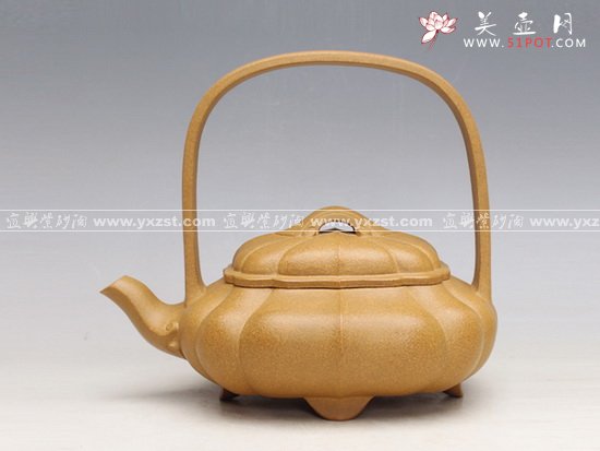 紫砂壶图片：菱花提梁 - 宜兴紫砂壶网