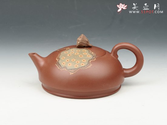 紫砂壶图片：云水莲心 380cc 原矿红皮龙 - 宜兴紫砂壶网